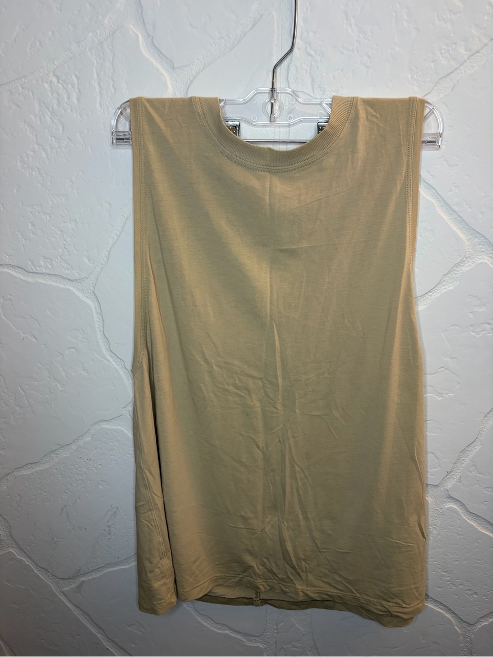 Lululemon All Yours Tank Top Beige Tan Muscle Tee Shirt Size L